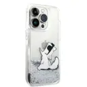 iPhone 14 Pro Max Sıvılı Simli Choupette Desenli Kılıf - Karl Lagerfeld