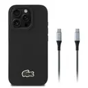 iPhone 16 Pro Max PU Pike Desenli Lisanslı Kılıf - Lacoste, Type-C Kablo Hediyeli