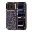 Apple iPhone 18 Pro Max Kılıf Karl Lagerfeld Orjinal Lisanslı M-safe Şarj Özellikli Gold Metal Kamera Çerçeveli Çiçek Tasarımlı Kapak