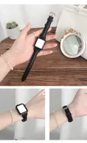 Apple Watch 40 mm Deri Kordon, Dikişli ve Metal Tokalı - Zore KRD-28