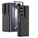 Galaxy Z Fold 5 Suni Deri Kartlıklı Sürgülü Kamera Korumalı Kılıf - GKK