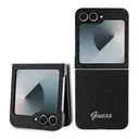 Galaxy Z Flip 6 Kılıf Guess Lisanslı Glitter Script Kapak - Siyah