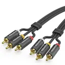 Qgeem QG-AU13 RCA Aux Ses Kablosu, 1.83 m, Altın Kaplama Uçlu