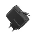 Recci RC102E GaN 40W Hızlı Şarj Adaptörü, Çift USB-C ve Entegre Kablo