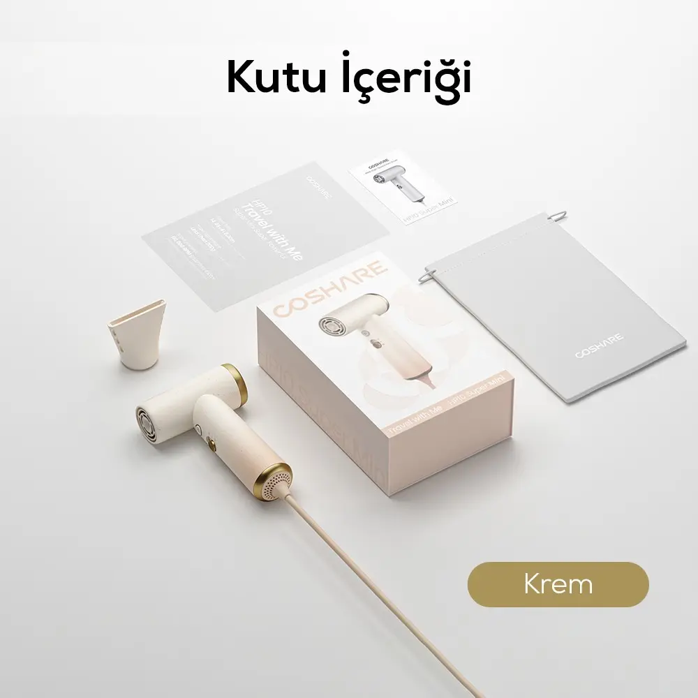 Coshare HP10E Mini Saç Kurutma ve Fön Makinesi, LED Işıklı ve 200 g