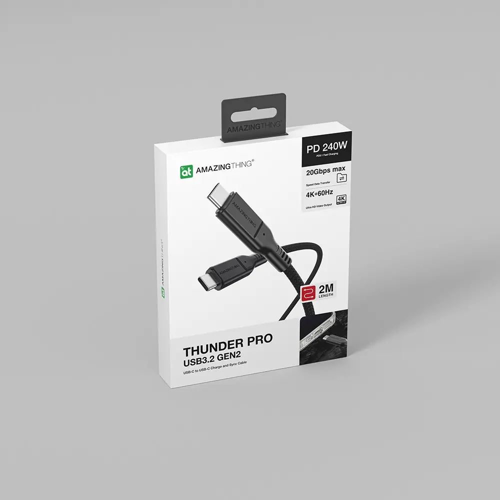 Amazingthing Thunder Pro USB3.2 Gen2 Type-C to Type-C Kablo, 240W ve 2m