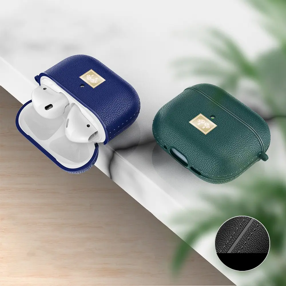 AirPods 4 Deri Görünümlü Silikon Kılıf, Askı Aparatlı - Wlons