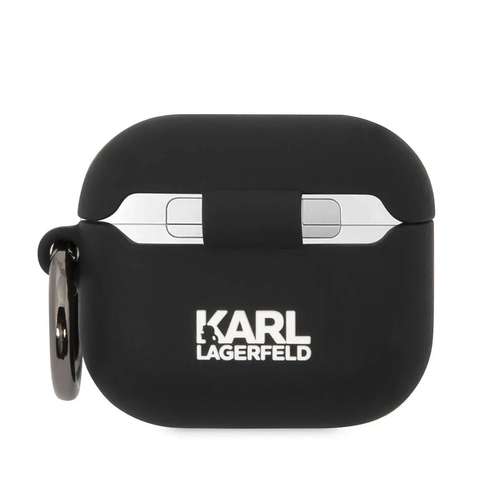 AirPods 3. Nesil Kılıf, Karl Lagerfeld Lisanslı 3D Silikon Kapak - Siyah