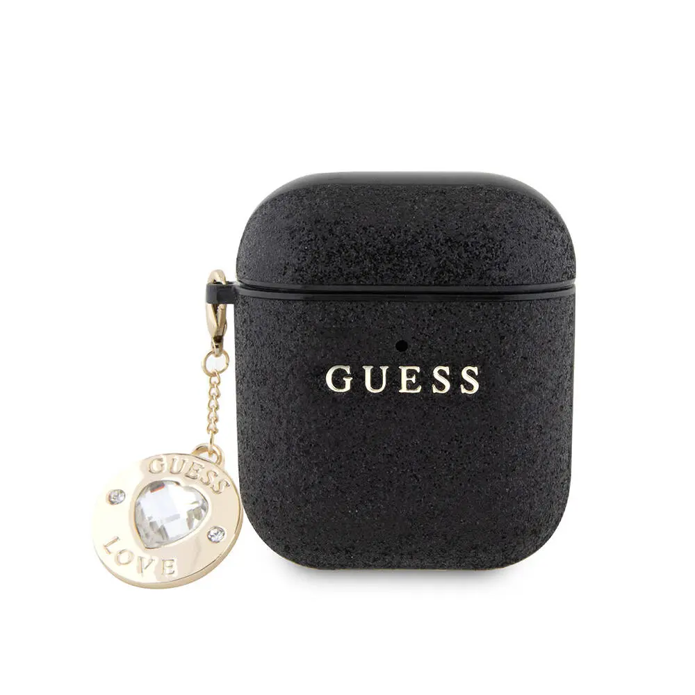 AirPods Uyumlu Glitter Kalp Süs Zincirli Kılıf - Guess Lisanslı