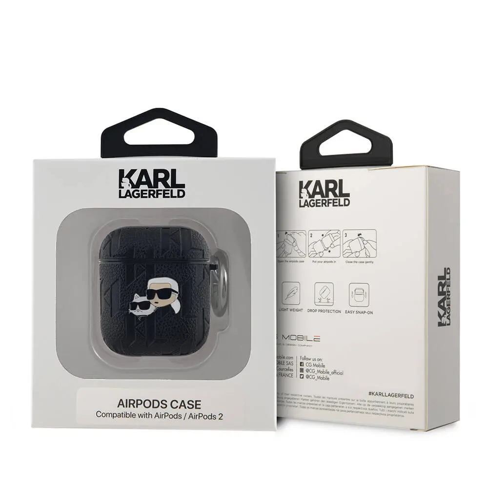 AirPods 1. ve 2. Nesil Uyumlu Silikon Kılıf - Karl Lagerfeld Monogram