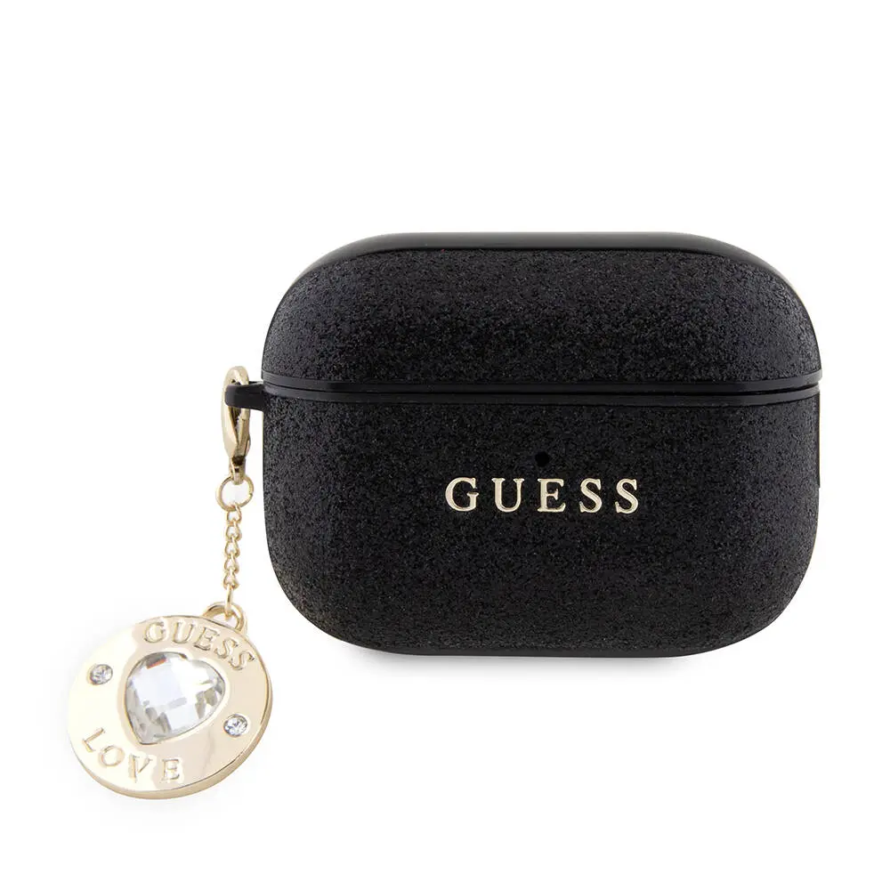 AirPods Pro 2 Kılıf Guess Lisanslı Glitter Kalp Süs Zincirli Kapak