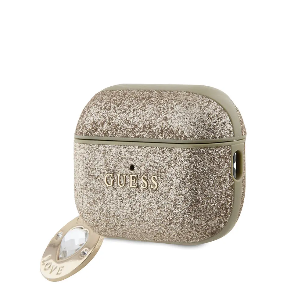 AirPods Pro 2 Kılıf Guess Lisanslı Glitter Kalp Süs Zincirli Kapak