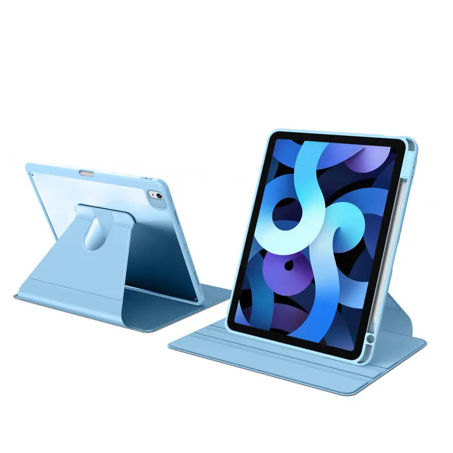iPad 10.9" (10. Nesil) 360 Derece Dönebilen Standlı Şeffaf Kılıf - Zore Nayn