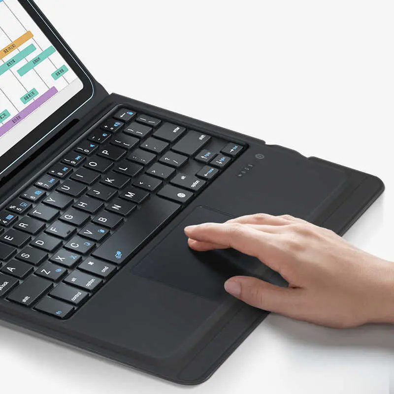 iPad 10.2" (9. Nesil) Kablosuz Klavyeli Kılıf, Trackpadli - Benks Multifunctional