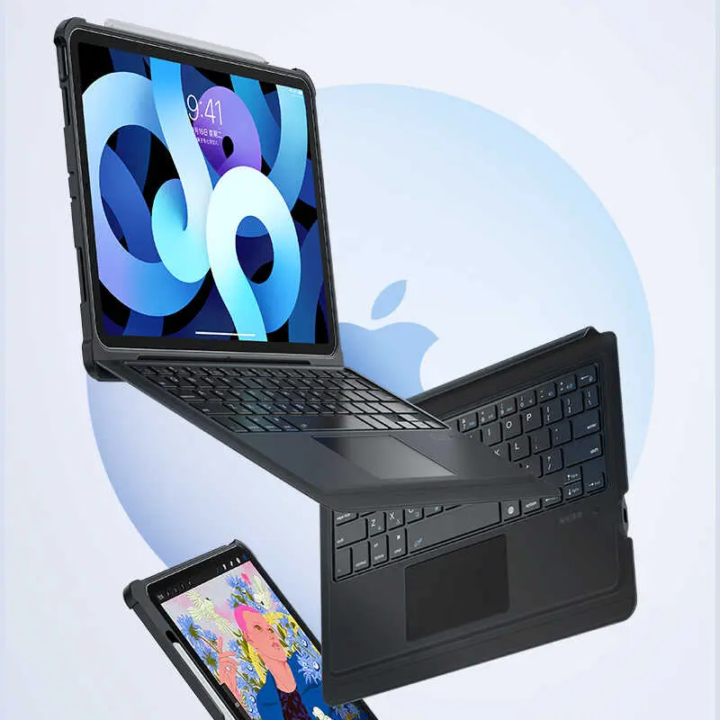 iPad 10.2" (9. Nesil) Kablosuz Klavyeli Kılıf, Trackpadli - Benks Multifunctional