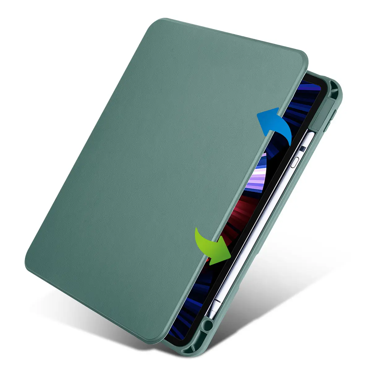 iPad Air 10.9" (4. Nesil) Kalem Bölmeli Dönebilen Standlı Kılıf - Zore Termik