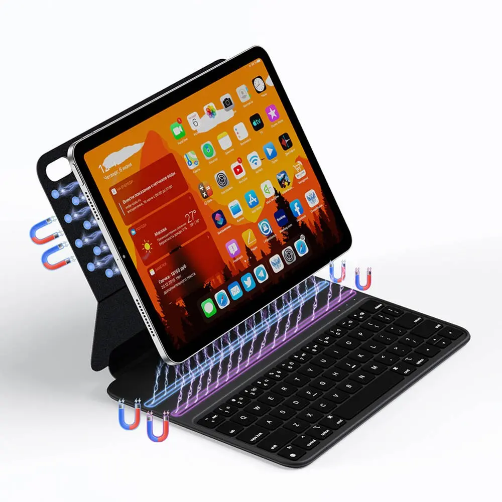 iPad Air 11" (M2) Klavyeli Standlı Manyetik Kılıf - Wiwu F16