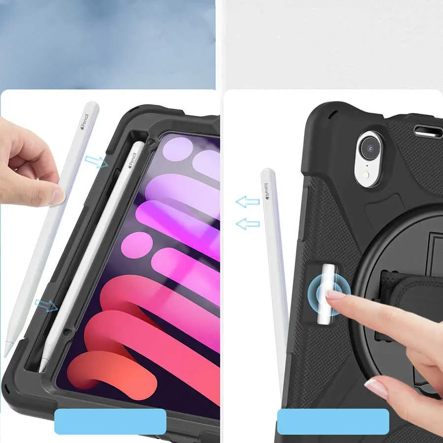 iPad Mini 6. Nesil Ayarlanabilir Askılı ve Standlı Tablet Kılıfı - Zore Defender