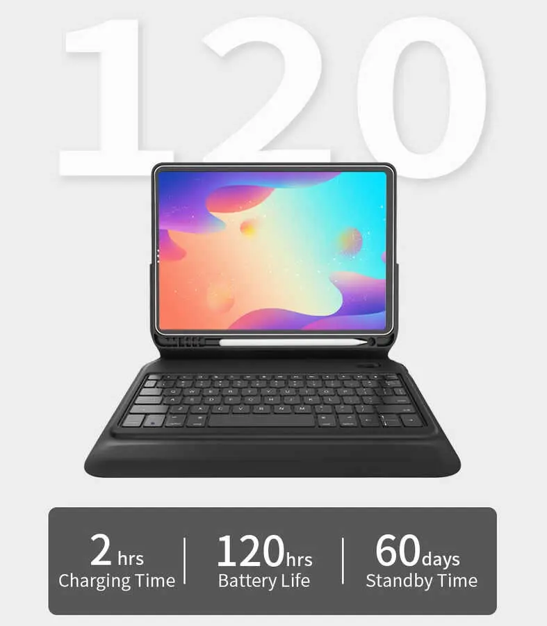 iPad Pro 11 Klavyeli Kılıf, Bluetooth Klavye ve Standlı - Wiwu Keyboard Folio