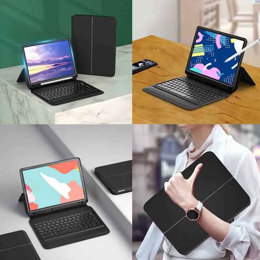 iPad Pro 11 Klavyeli Kılıf, Bluetooth Klavye ve Standlı - Wiwu Keyboard Folio