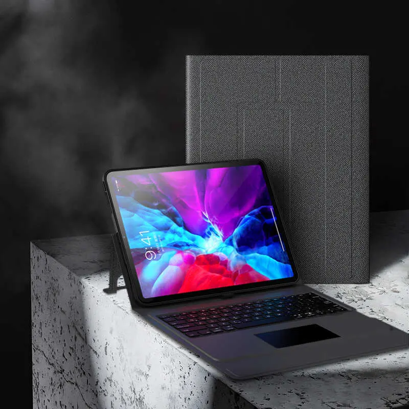 iPad Pro 12.9 2020 Kablosuz Klavyeli ve Trackpadli Kılıf - Benks Multifunctional
