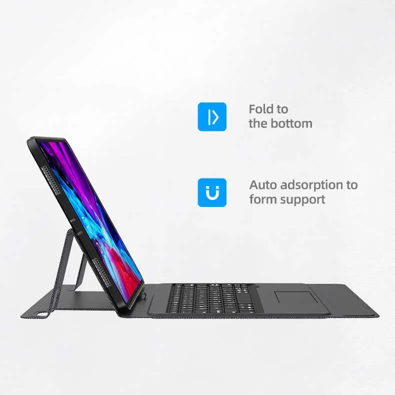 iPad Pro 12.9 2020 Kablosuz Klavyeli ve Trackpadli Kılıf - Benks Multifunctional