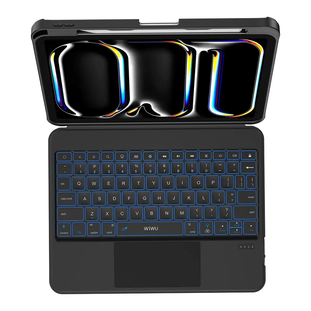 iPad Pro 12.9 2021 Klavyeli ve Kalem Bölmeli Standlı Kılıf - Wiwu MK-007 Combo Pro
