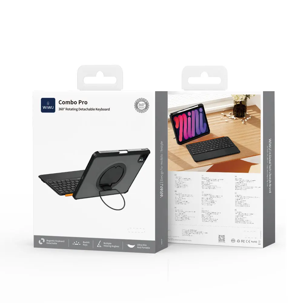 iPad Pro 13" (M4) Klavyeli Standlı Kılıf, Kalem Bölmeli - Wiwu MK-007 Combo Pro