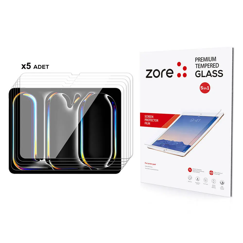 iPad Pro 13 (M4) Temperli Cam Ekran Koruyucu - Zore 5in1