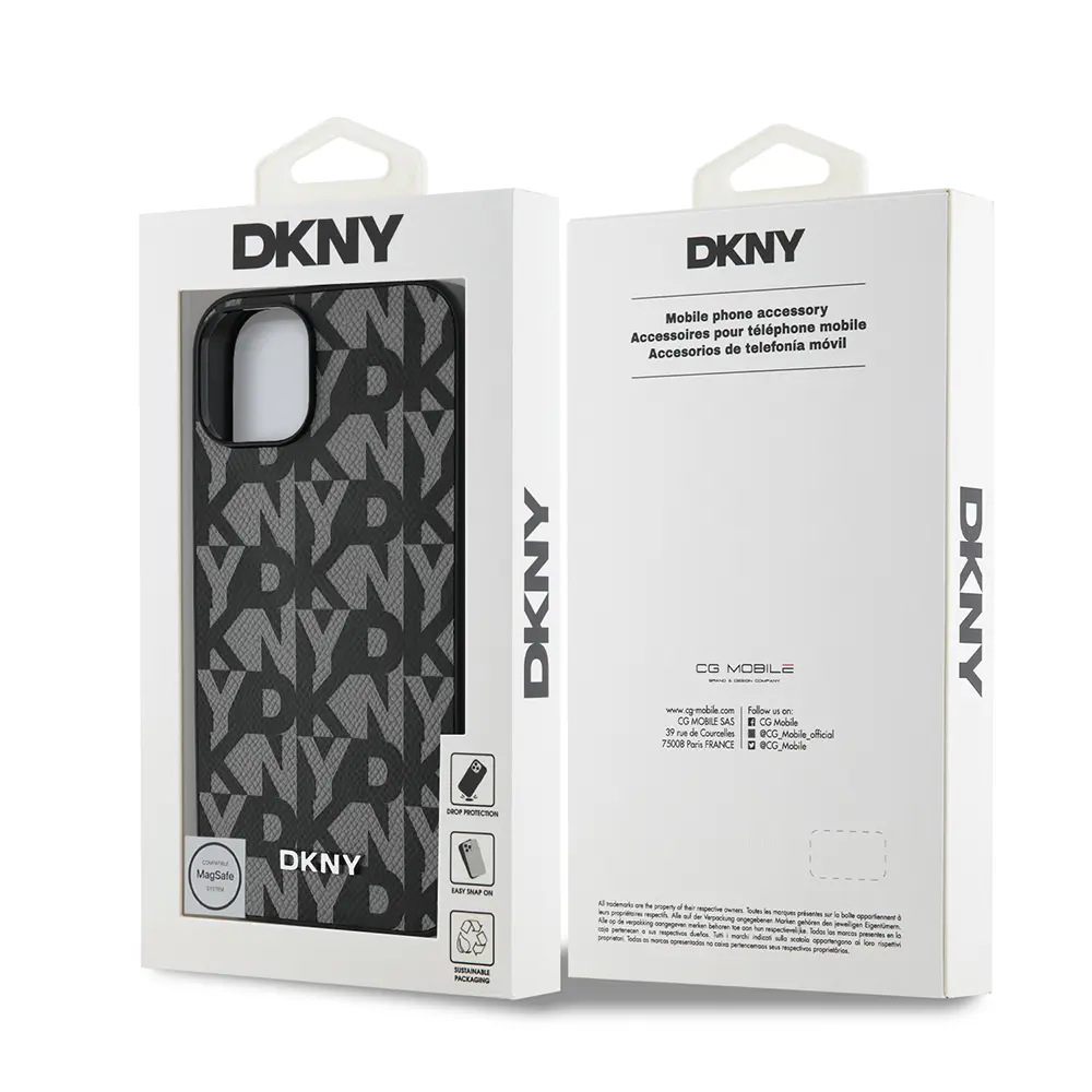 iPhone 14 MagSafe Uyumlu 3D Grid Desenli Kılıf - DKNY Lisanslı