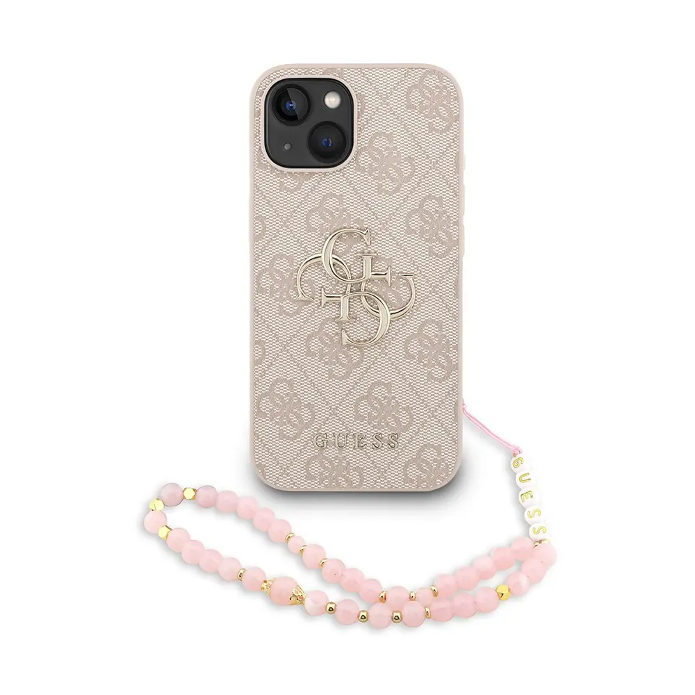 iPhone 14 PU Deri Bilek Askı İpli Lisanslı Kılıf - Guess 4G Logolu