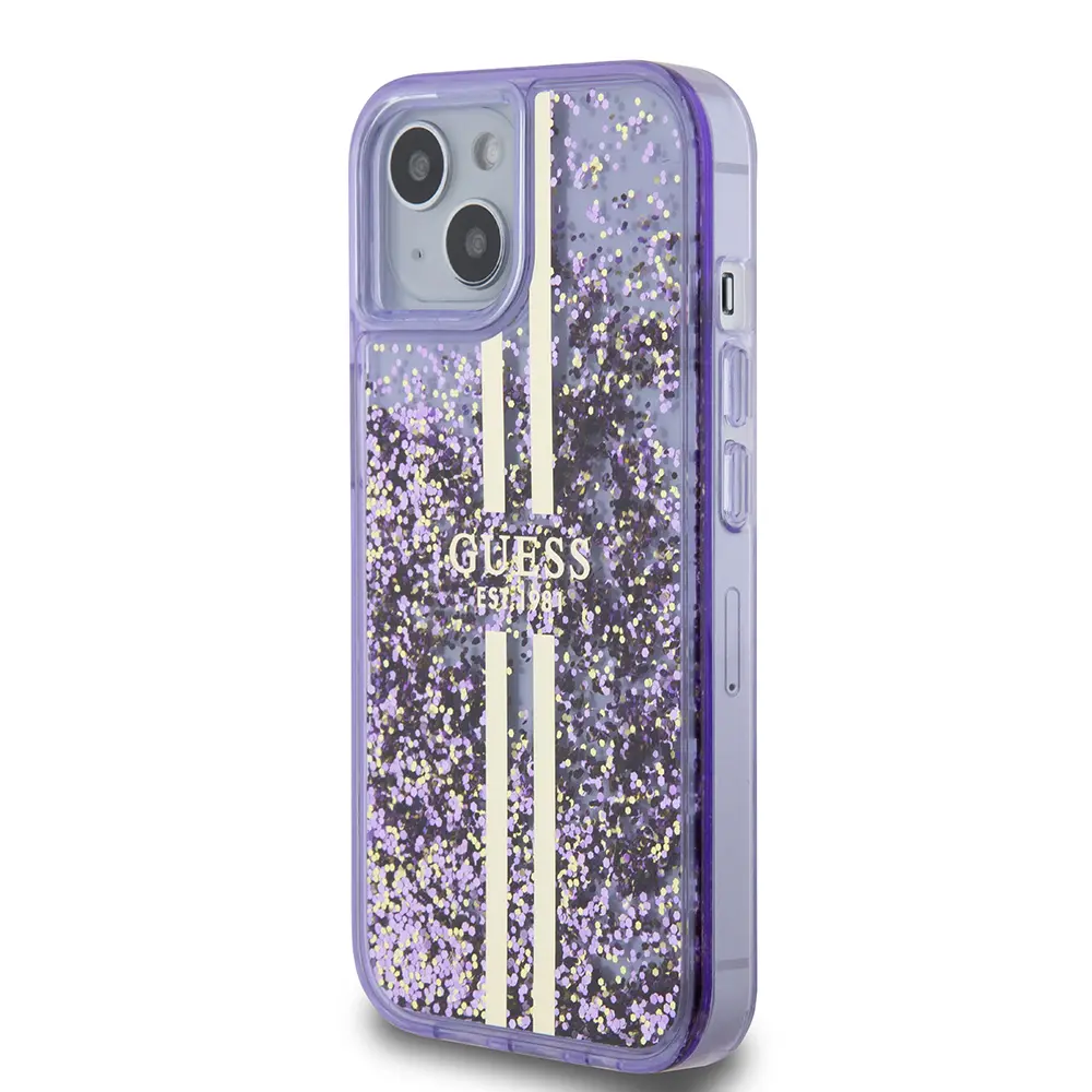iPhone 14 Transparan Sıvılı Simli Kılıf - Guess Lisanslı