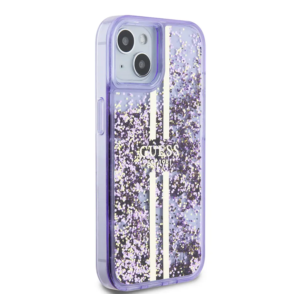 iPhone 14 Transparan Sıvılı Simli Kılıf - Guess Lisanslı