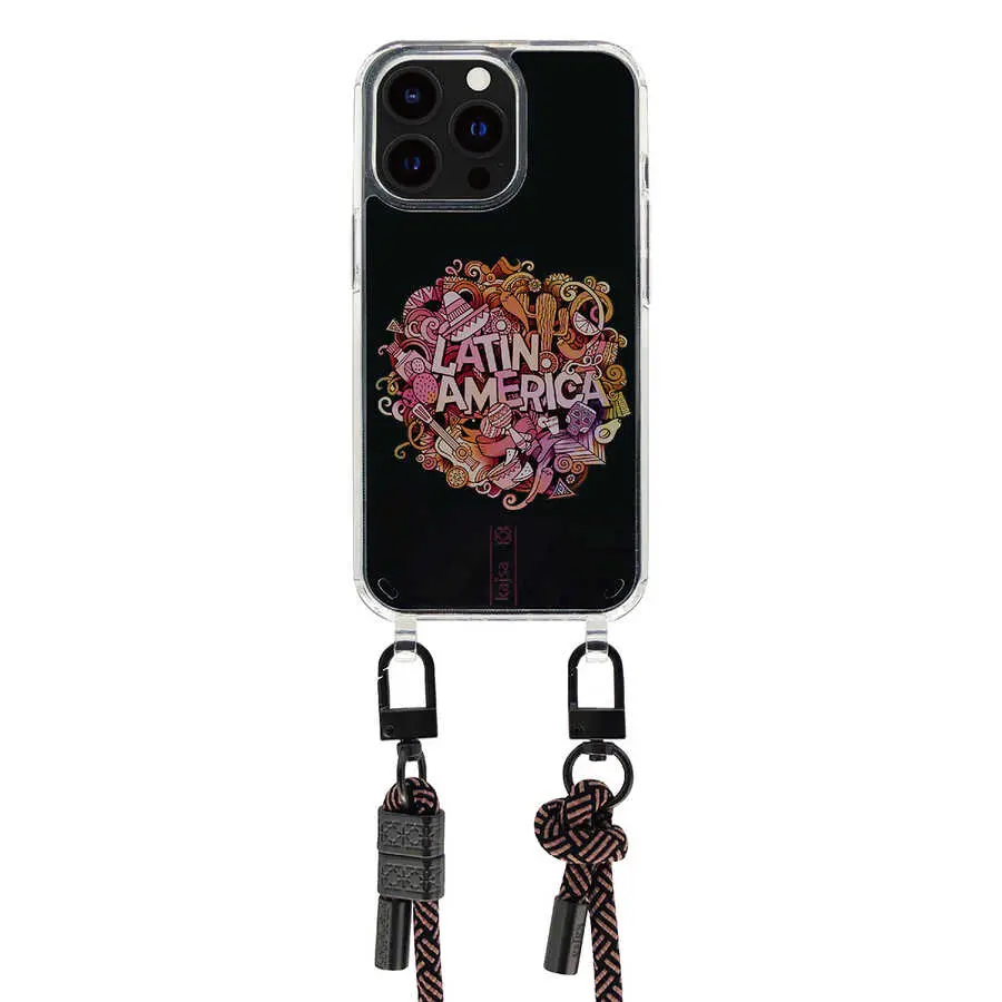 iPhone 14 Şeffaf Desenli İp Askılı Kılıf - Kajsa Missy And Match