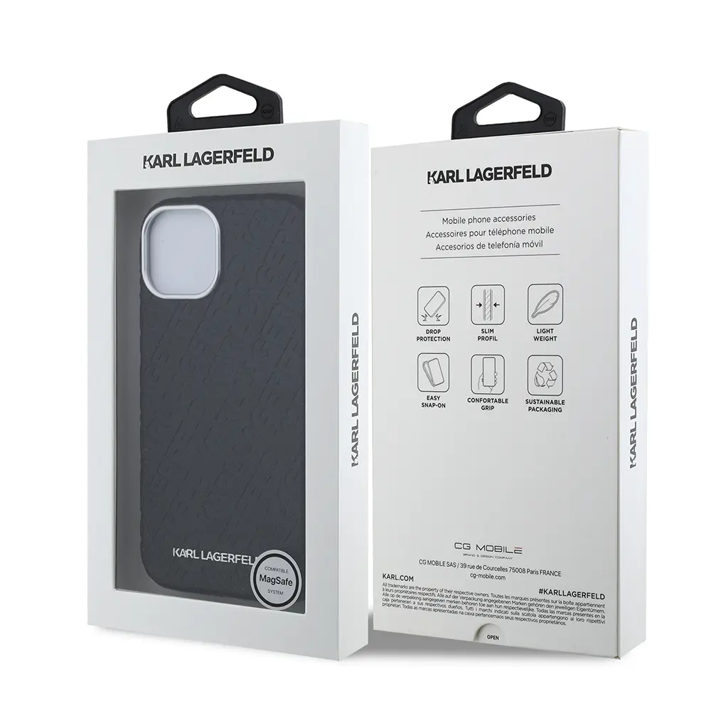 iPhone 14 PU Deri Kılıf, Metal Logo Detaylı - Karl Lagerfeld