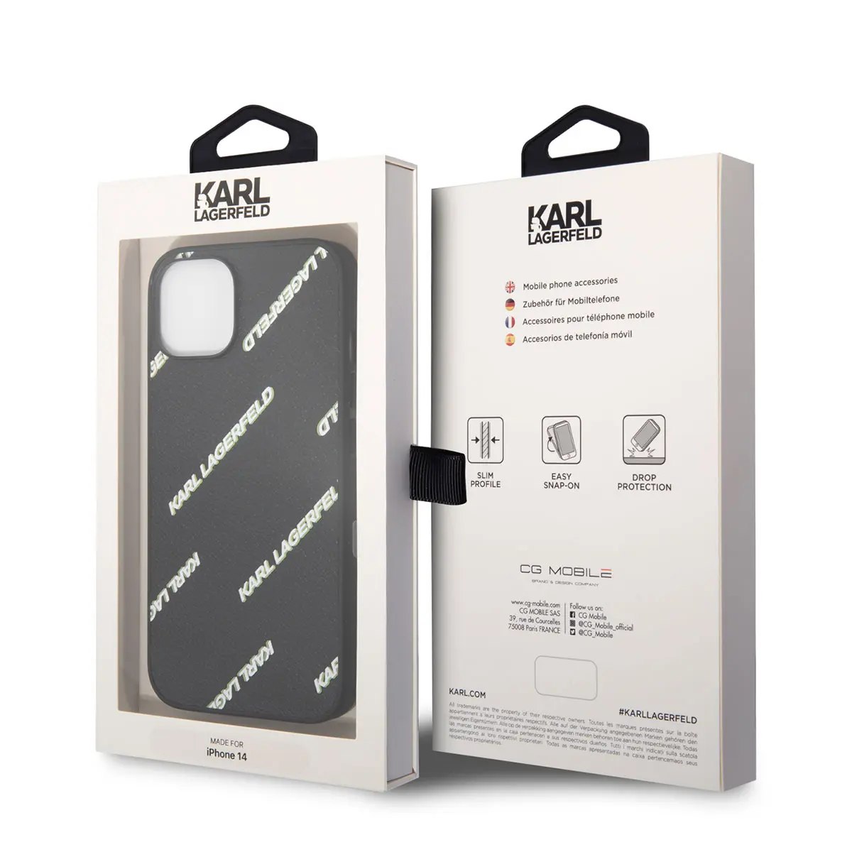 iPhone 14 Suni Deri Logolu Kılıf - Karl Lagerfeld