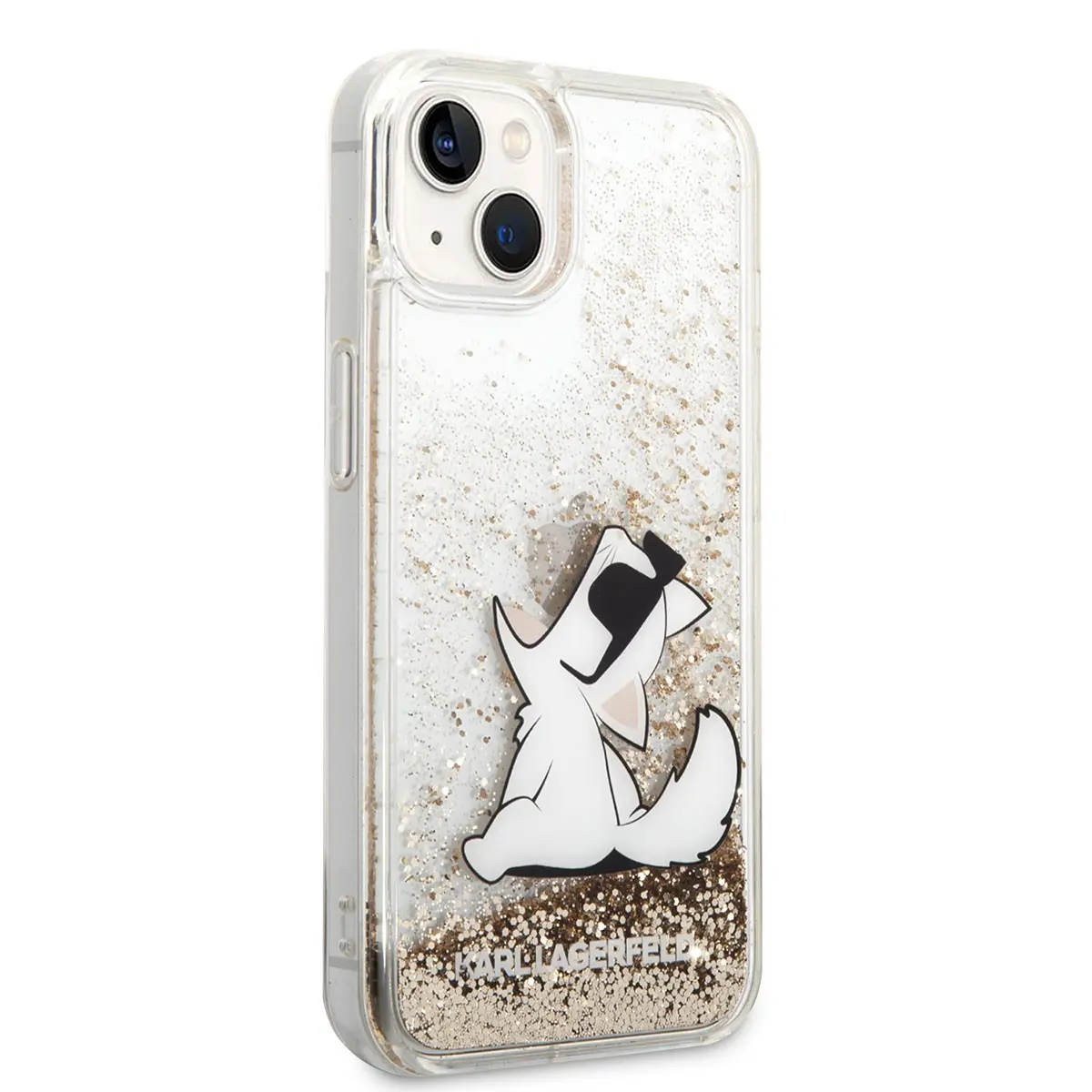 iPhone 14 Sıvılı Simli Choupette Desenli Kılıf - Karl Lagerfeld