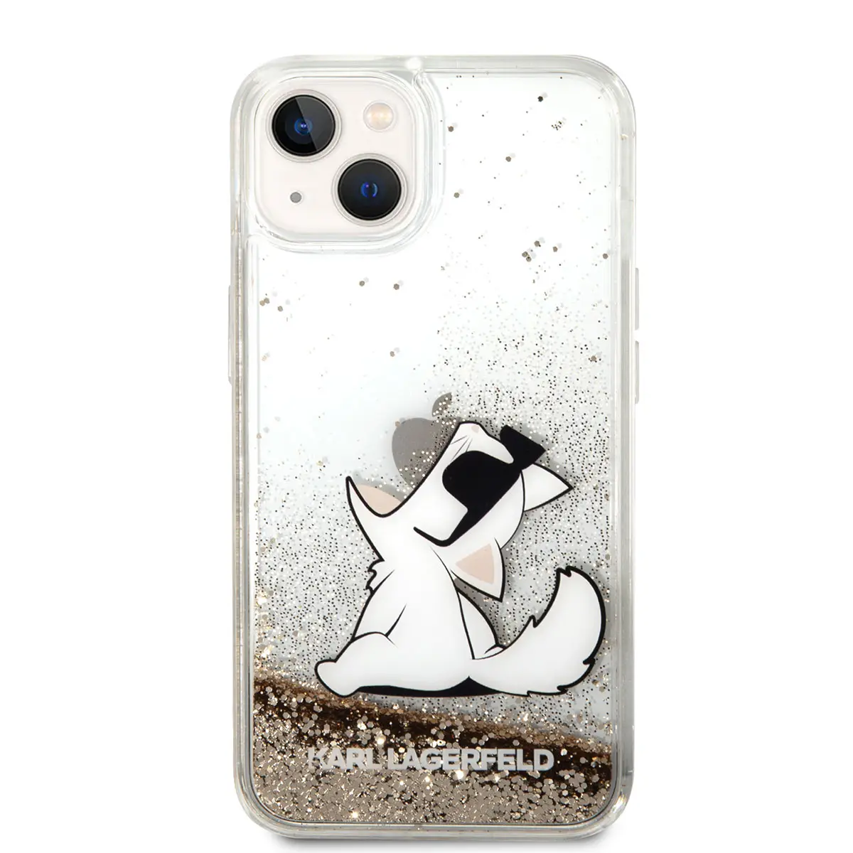 iPhone 14 Sıvılı Simli Choupette Desenli Kılıf - Karl Lagerfeld