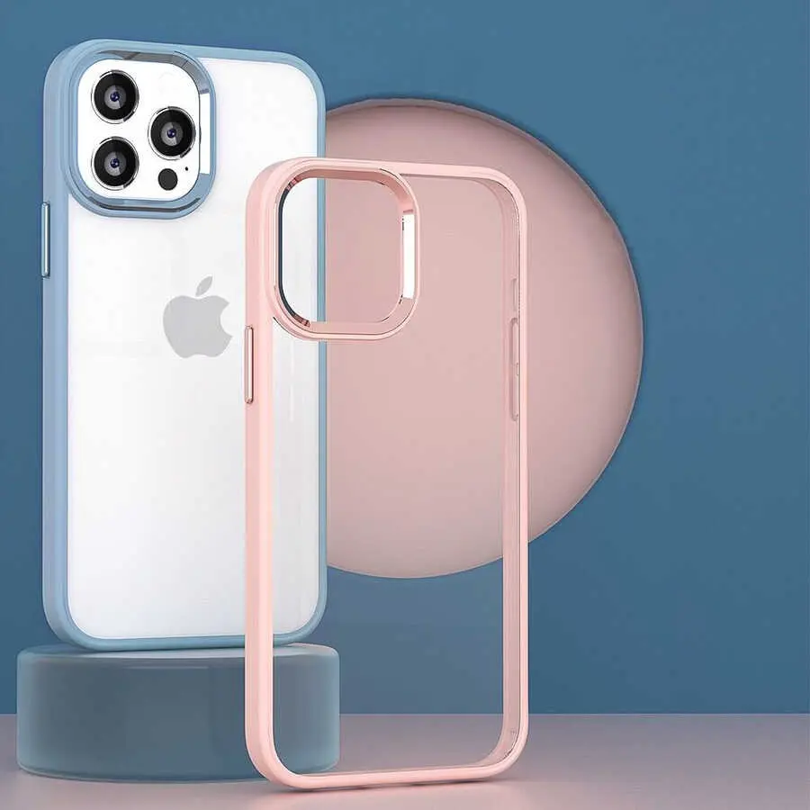 iPhone 14 Şeffaf Arka Yüzeyli Kılıf - Zore Krom Kapak