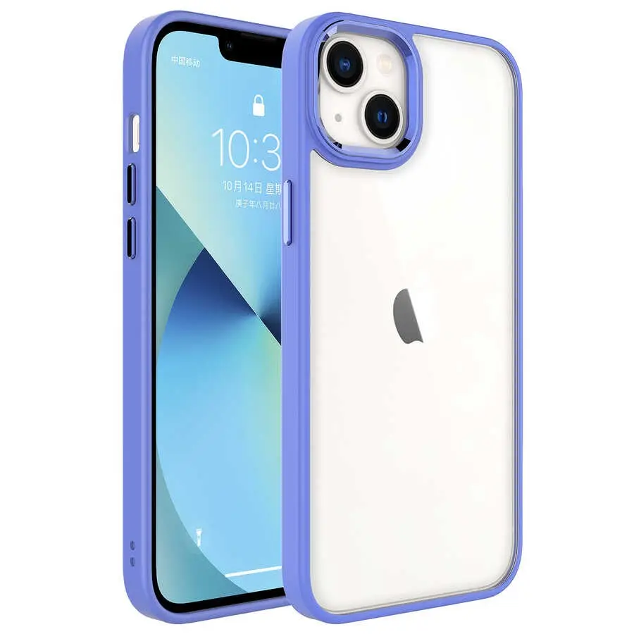 iPhone 14 Şeffaf Arka Yüzeyli Kılıf - Zore Krom Kapak