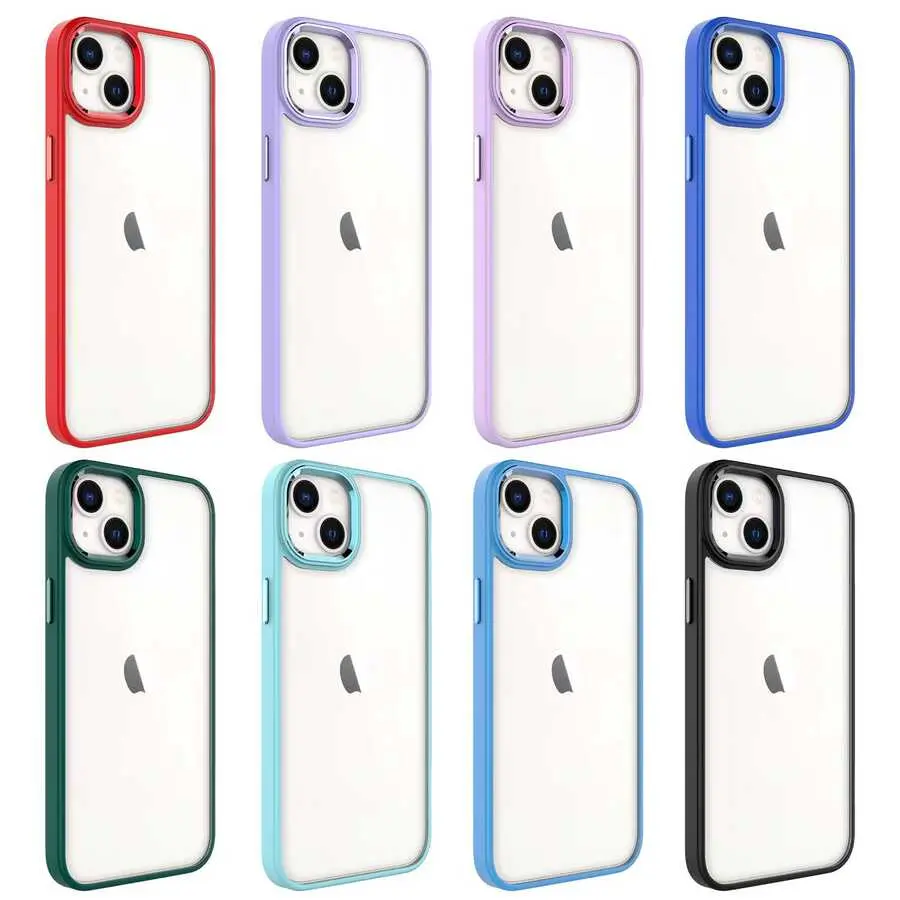 iPhone 14 Şeffaf Arka Yüzeyli Kılıf - Zore Krom Kapak