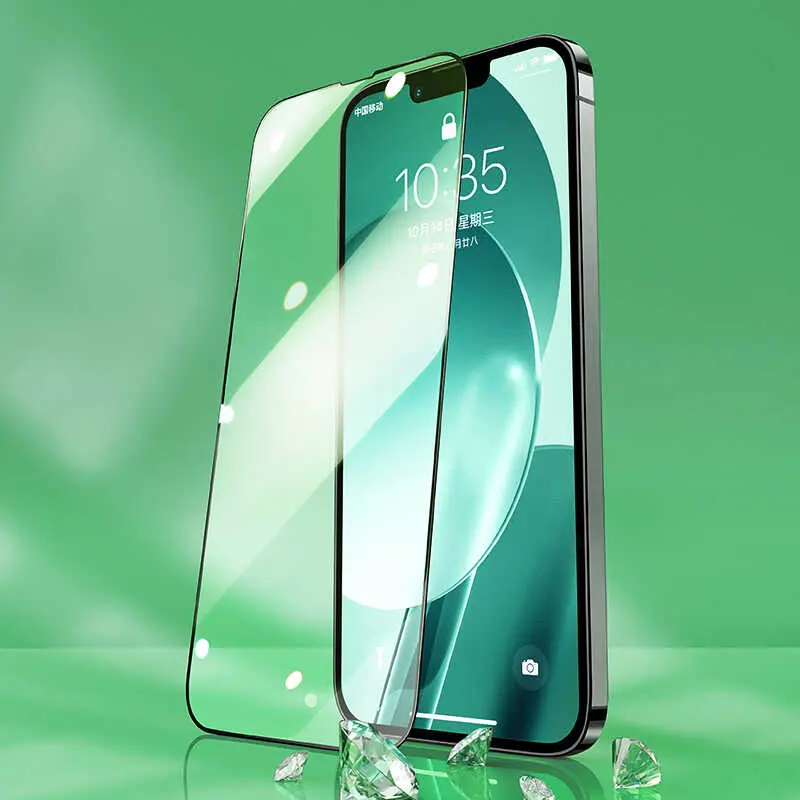 iPhone 14 Plus Tam Kaplamalı Ekran Koruyucu - Benks V Pro Green Light