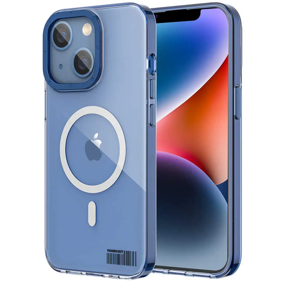 iPhone 14 Plus MagSafe Uyumlu Şeffaf Kılıf - Youngkit Coloured Glaze