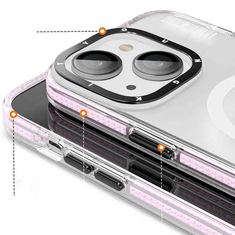 iPhone 14 Plus MagSafe Uyumlu Şeffaf Kılıf - Youngkit Jane Sand