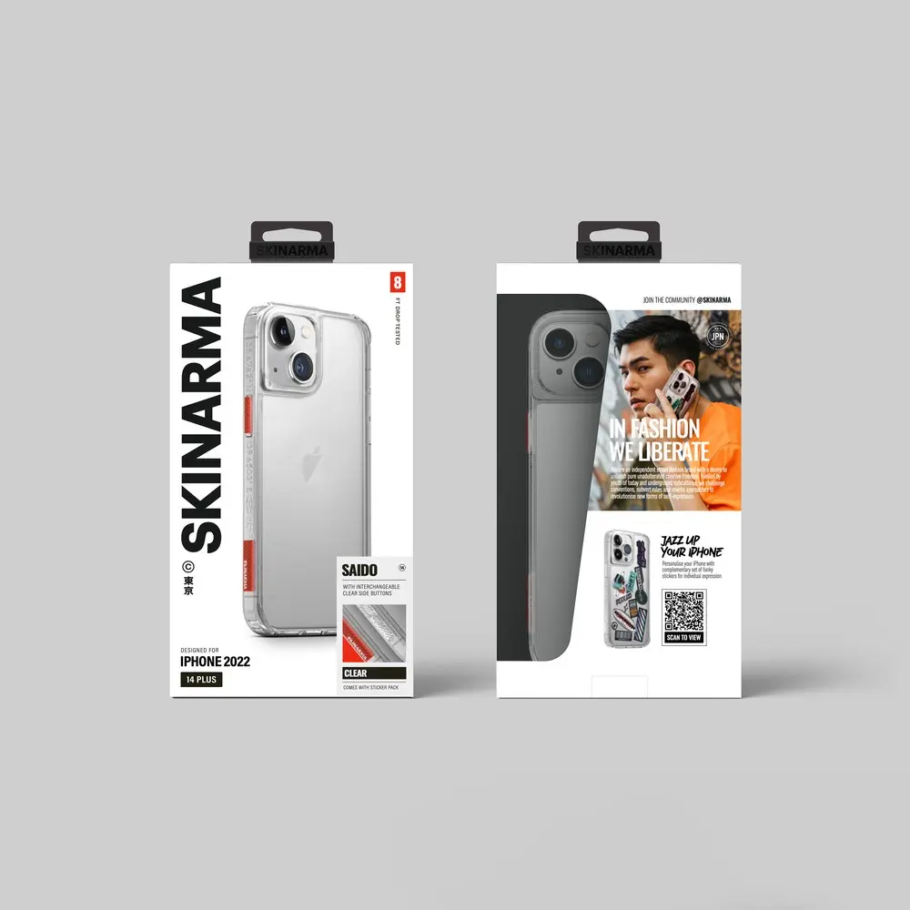 iPhone 14 Plus Şeffaf Airbag Tasarımlı Kılıf - Skinarma Saido