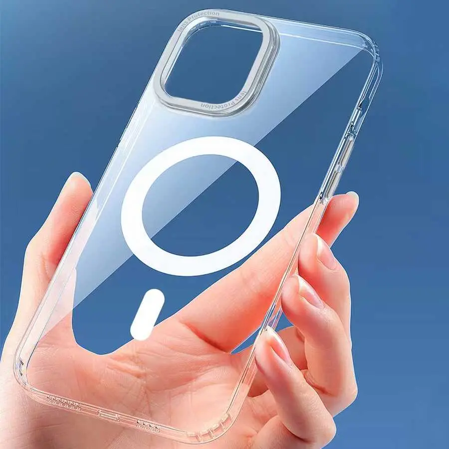 iPhone 14 Plus MagSafe Uyumlu Şeffaf Sert Kılıf - Wiwu Magnetic Crystal