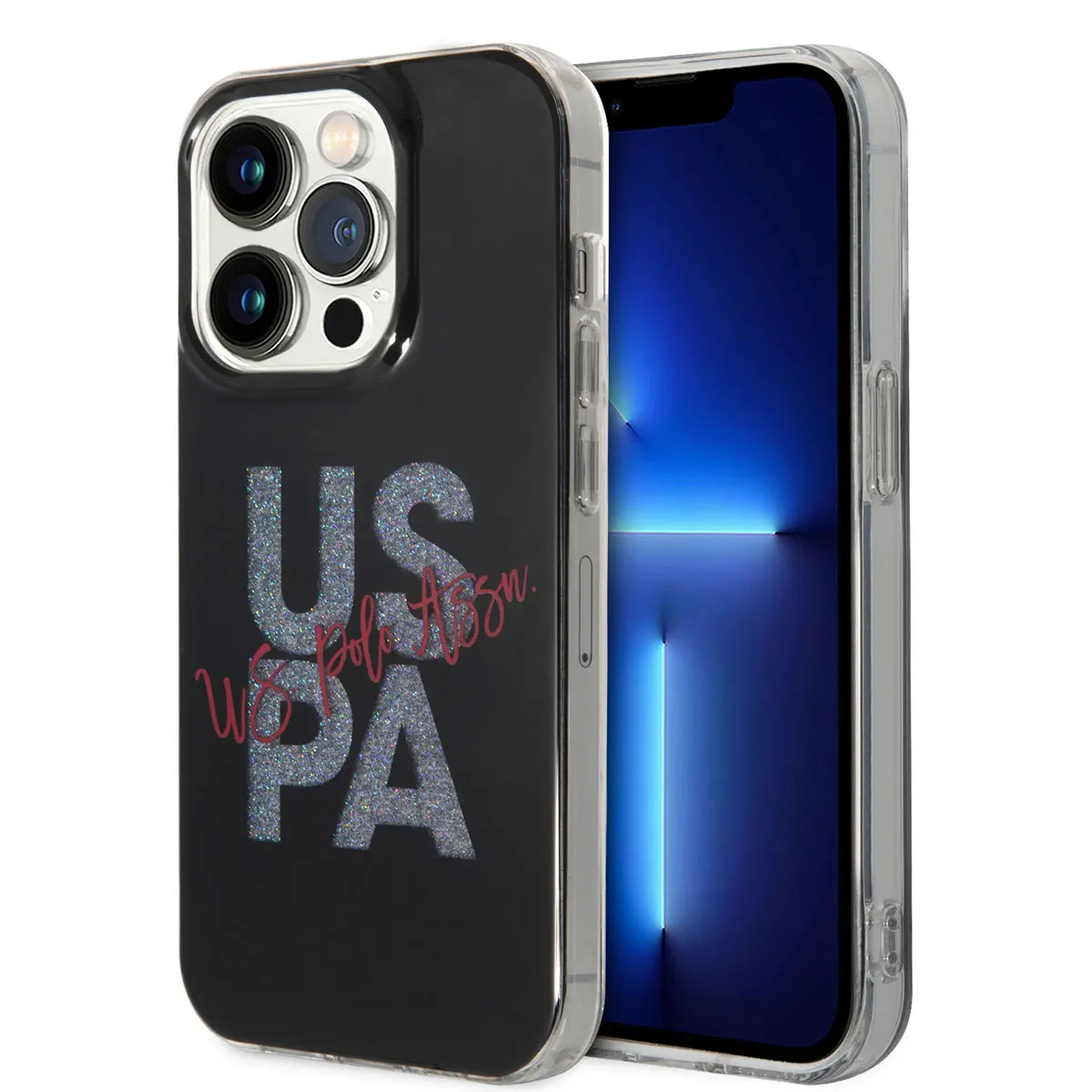 iPhone 14 Pro Simli Parlak Alfabe Tasarım Kılıf - U.S. Polo Assn.