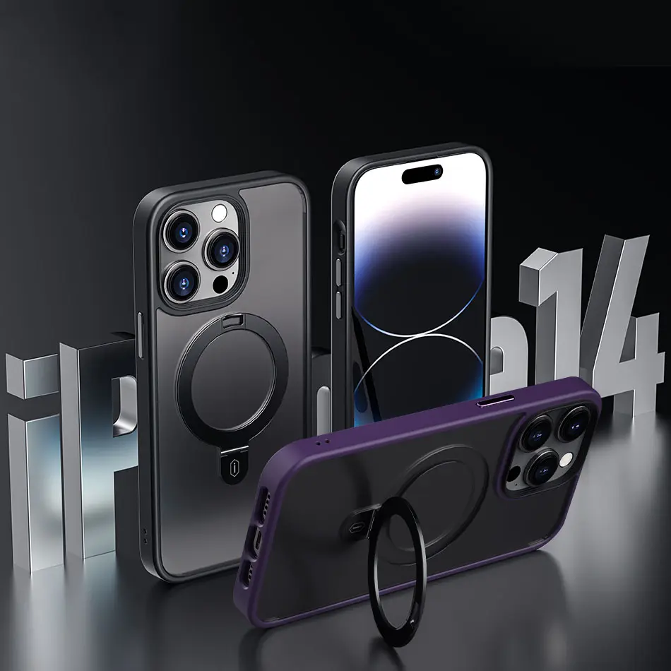 iPhone 14 Pro MagSafe Uyumlu Mat Transparan Standlı Kılıf - Wiwu ZMM-010