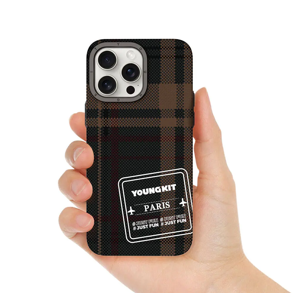 iPhone 14 Pro Ekose Desenli Kılıf - Youngkit Gezhi Serisi