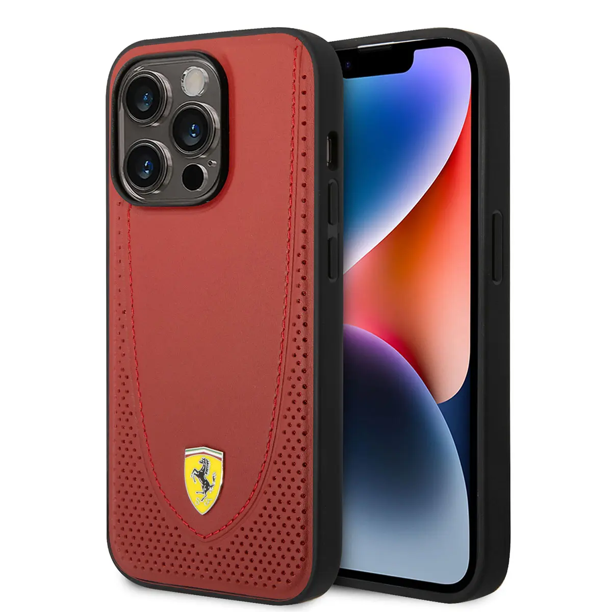 iPhone 14 Pro MagSafe Uyumlu Delikli Deri Kılıf - Ferrari